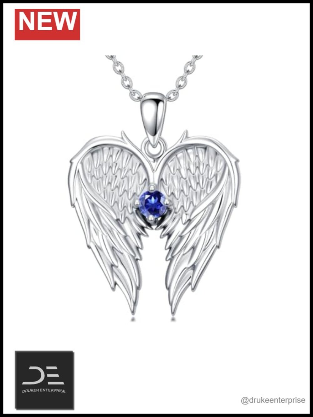 Guardian Angel Wing Pendant Necklace Sterling Silver Birthstone Jewelry Gift